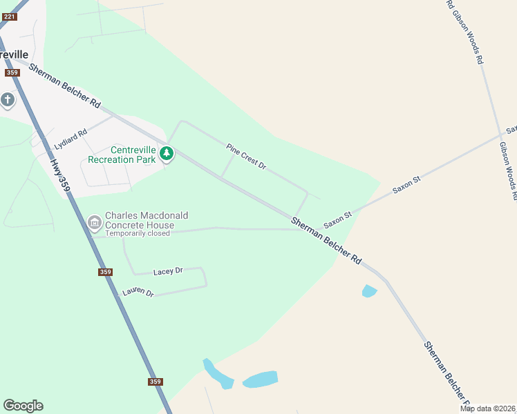 map of restaurants, bars, coffee shops, grocery stores, and more near 1160 Sherman Belcher Road in Centreville