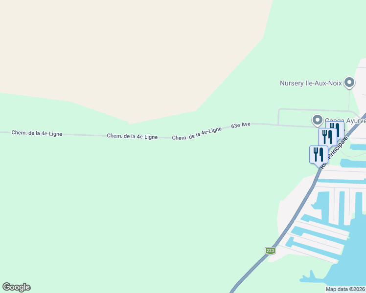 map of restaurants, bars, coffee shops, grocery stores, and more near 1423 Chemin de la 4e-Ligne in Saint-Valentin