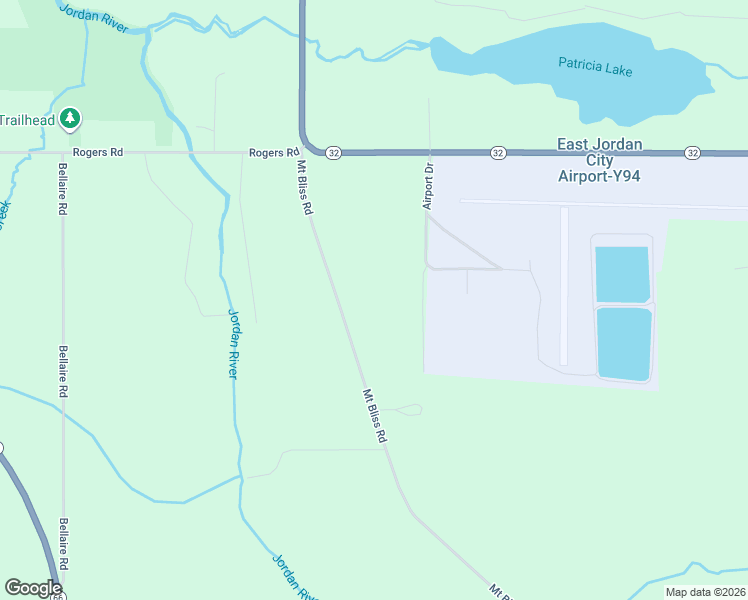 map of restaurants, bars, coffee shops, grocery stores, and more near 2000 Airport Drive in East Jordan