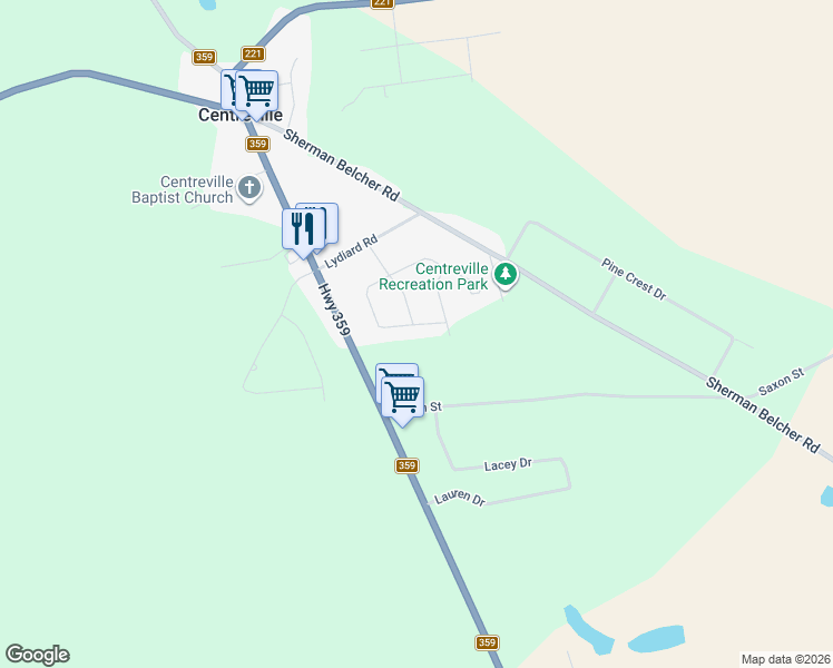 map of restaurants, bars, coffee shops, grocery stores, and more near 939 Parkside Drive in Centreville