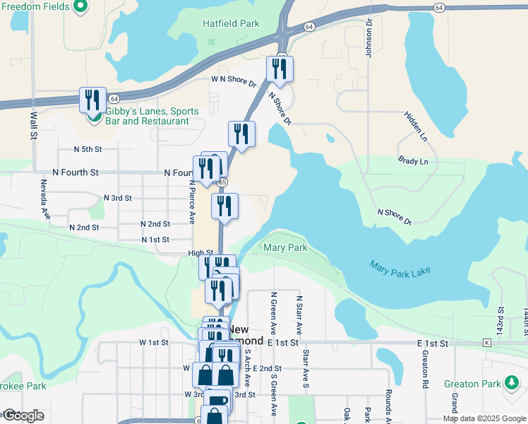 map of restaurants, bars, coffee shops, grocery stores, and more near 323 Sawmill Lane in New Richmond