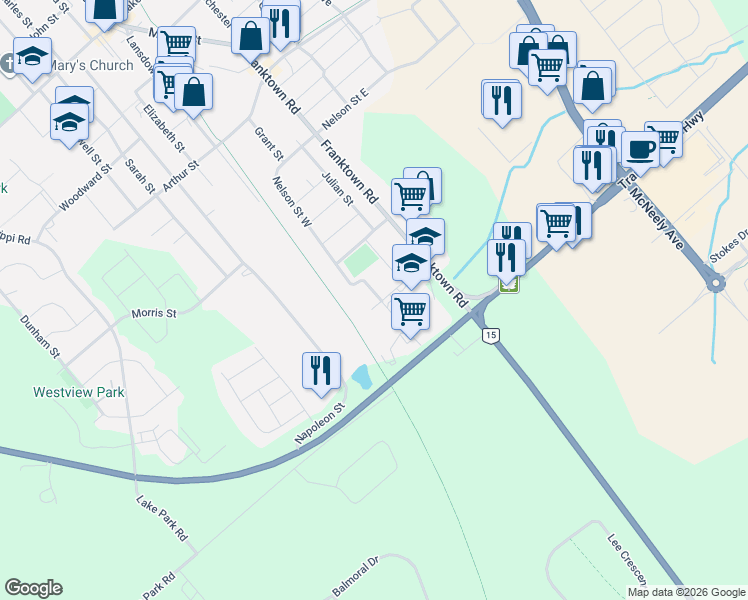 map of restaurants, bars, coffee shops, grocery stores, and more near 95 Findlay Avenue in Carleton Place