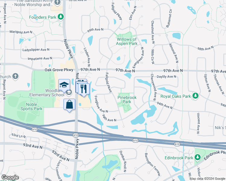 map of restaurants, bars, coffee shops, grocery stores, and more near 3814 Globe Flower Circle North in Minneapolis