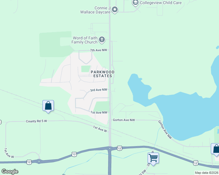 map of restaurants, bars, coffee shops, grocery stores, and more near 300 28th Avenue Southwest in Willmar