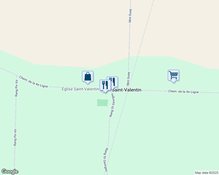 map of restaurants, bars, coffee shops, grocery stores, and more near 772 Chemin de la 4e-Ligne in Saint-Valentin