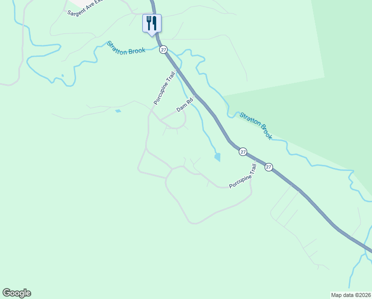 map of restaurants, bars, coffee shops, grocery stores, and more near 88 Porcupine Trail in Franklin County