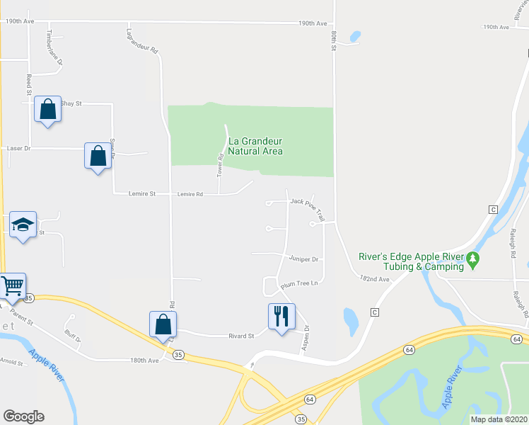 map of restaurants, bars, coffee shops, grocery stores, and more near 808 Jack Pine Court in Somerset