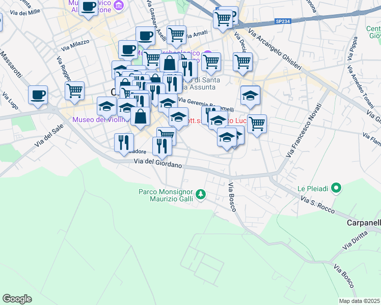 map of restaurants, bars, coffee shops, grocery stores, and more near 10 Via Gorizia in Cremona