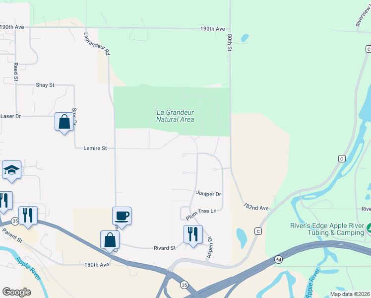map of restaurants, bars, coffee shops, grocery stores, and more near 807 Jack Pine Court in Somerset