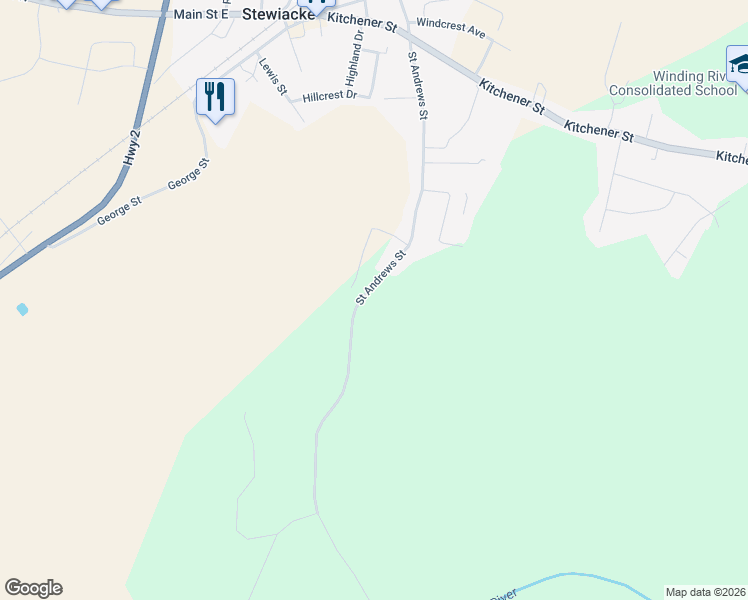 map of restaurants, bars, coffee shops, grocery stores, and more near 218 Saint Andrews Street in Stewiacke