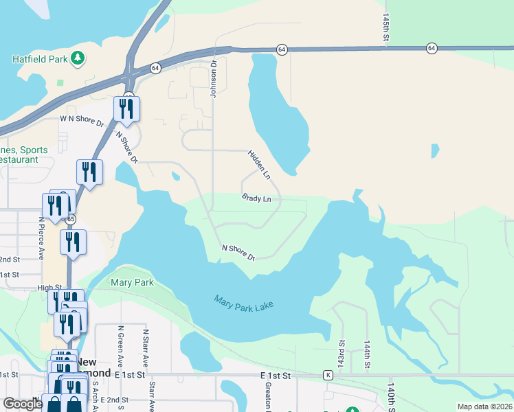 map of restaurants, bars, coffee shops, grocery stores, and more near 855 Brady Lane in New Richmond