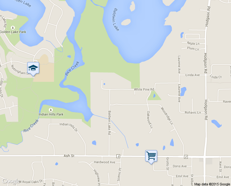 map of restaurants, bars, coffee shops, grocery stores, and more near 92 White Pine Road in Lino Lakes