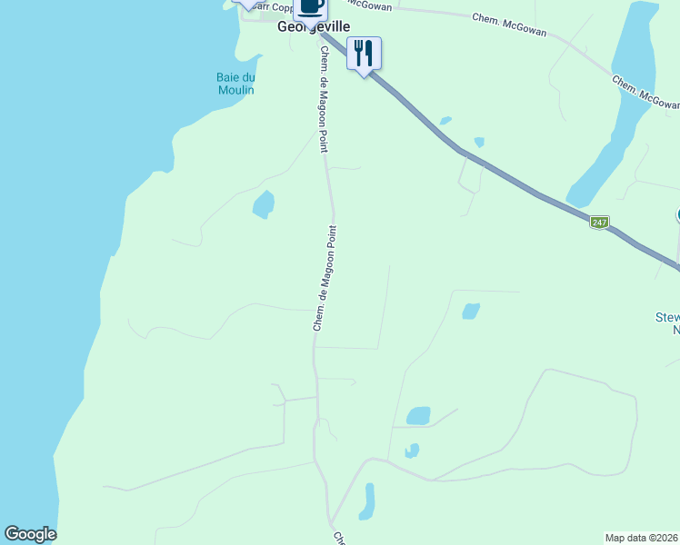 map of restaurants, bars, coffee shops, grocery stores, and more near 200 Chemin de Magoon Point in Estrie