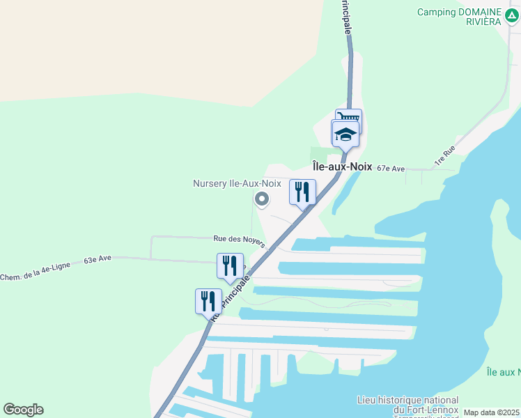 map of restaurants, bars, coffee shops, grocery stores, and more near 13 Rue des Noyers in Île-aux-Noix