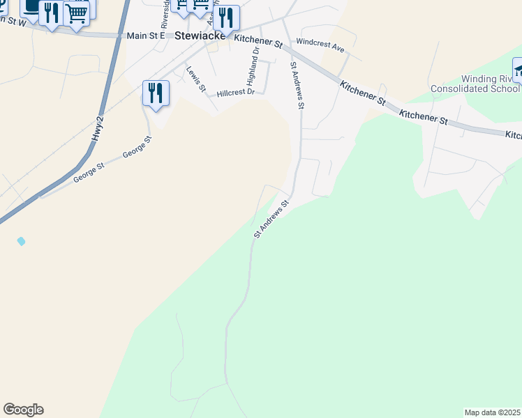 map of restaurants, bars, coffee shops, grocery stores, and more near 43 Amelia Avenue in Stewiacke