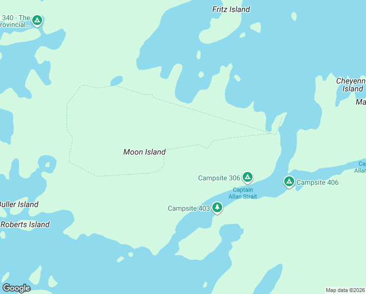 map of restaurants, bars, coffee shops, grocery stores, and more near Moon Island Trail in Parry Sound District