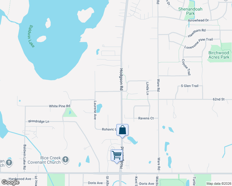 map of restaurants, bars, coffee shops, grocery stores, and more near 6217 Hodgson Road in Circle Pines