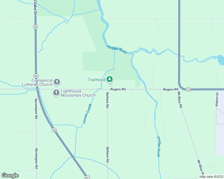 map of restaurants, bars, coffee shops, grocery stores, and more near 7457 Rogers Road in East Jordan