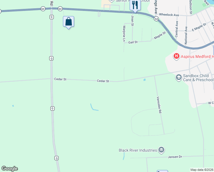 map of restaurants, bars, coffee shops, grocery stores, and more near 1068 Cedar Street in Medford