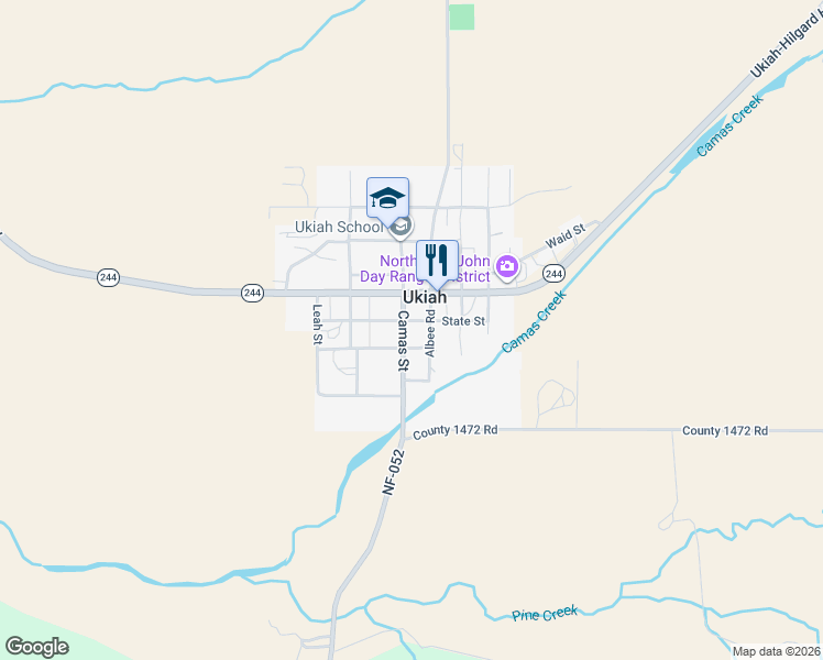 map of restaurants, bars, coffee shops, grocery stores, and more near 112 State Street in Ukiah