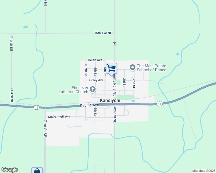 map of restaurants, bars, coffee shops, grocery stores, and more near 144 5th Street in Kandiyohi