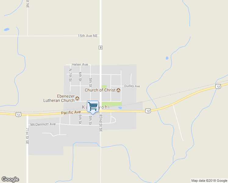 map of restaurants, bars, coffee shops, grocery stores, and more near 148 3rd Street in Kandiyohi