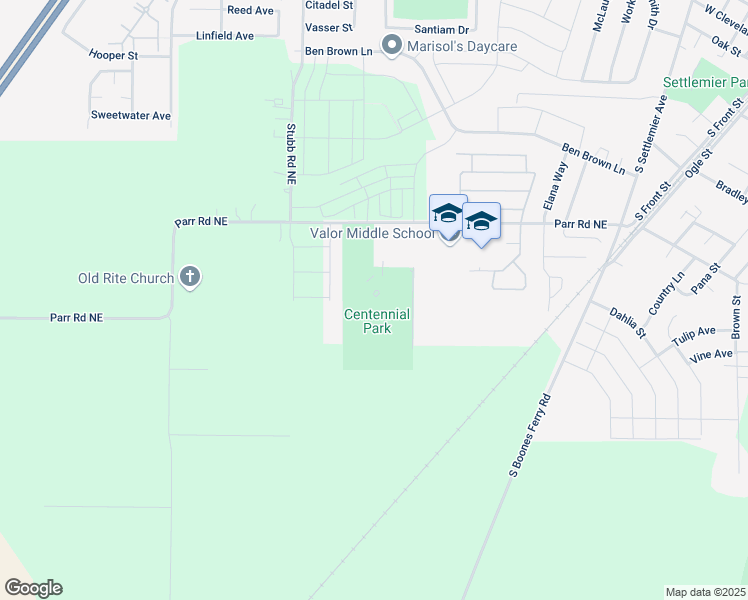 map of restaurants, bars, coffee shops, grocery stores, and more near 900 Parr Road Northeast in Woodburn