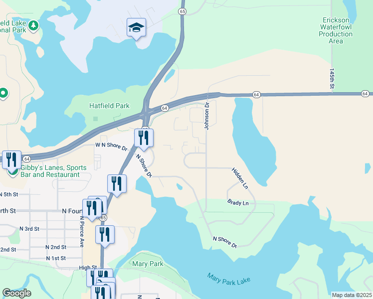 map of restaurants, bars, coffee shops, grocery stores, and more near 1161 Hidden Lane in New Richmond