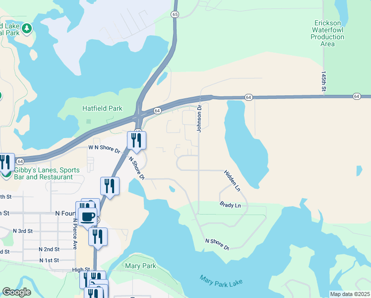 map of restaurants, bars, coffee shops, grocery stores, and more near 1161 Hidden Lane in New Richmond