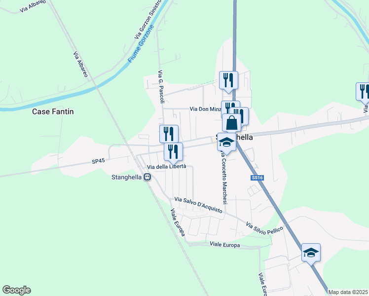 map of restaurants, bars, coffee shops, grocery stores, and more near 9A2 Via A. Gramsci in Stanghella