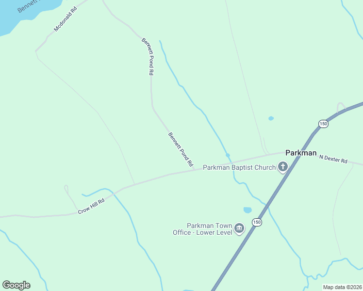 map of restaurants, bars, coffee shops, grocery stores, and more near 83 Bennett Pond Road in Parkman