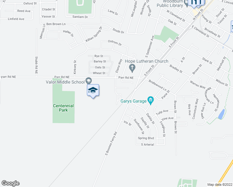 map of restaurants, bars, coffee shops, grocery stores, and more near 365 Brandywine Court in Woodburn