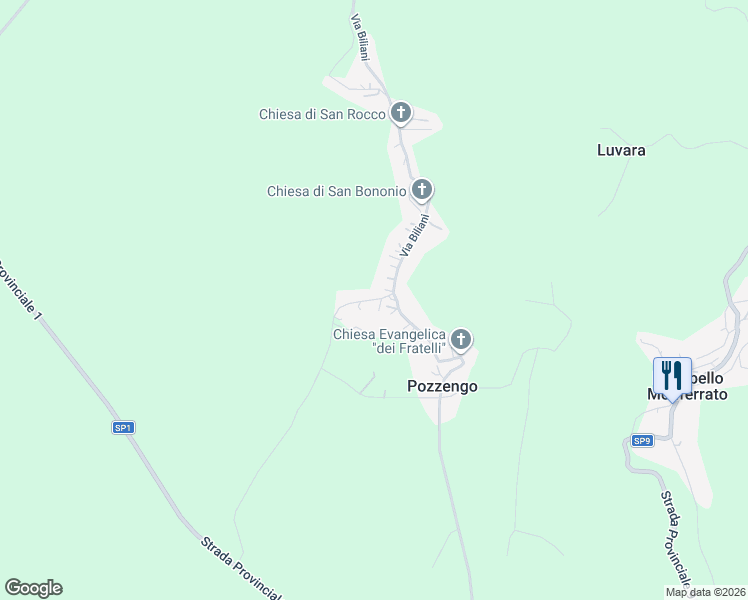 map of restaurants, bars, coffee shops, grocery stores, and more near 12 Via Madonna in Pozzengo