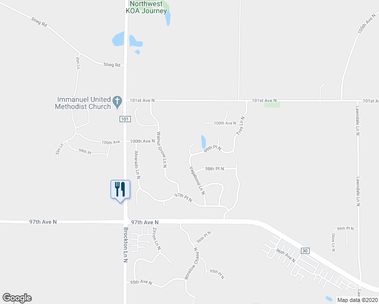 map of restaurants, bars, coffee shops, grocery stores, and more near 6935 Vagabond Court North in Maple Grove