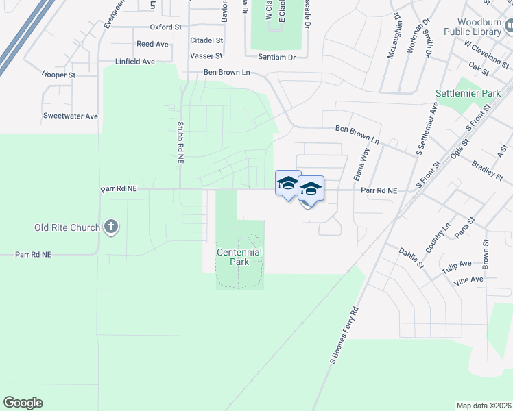 map of restaurants, bars, coffee shops, grocery stores, and more near 828 Parr Road Northeast in Woodburn