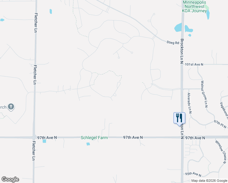map of restaurants, bars, coffee shops, grocery stores, and more near 9975 County Road 30 in Rogers
