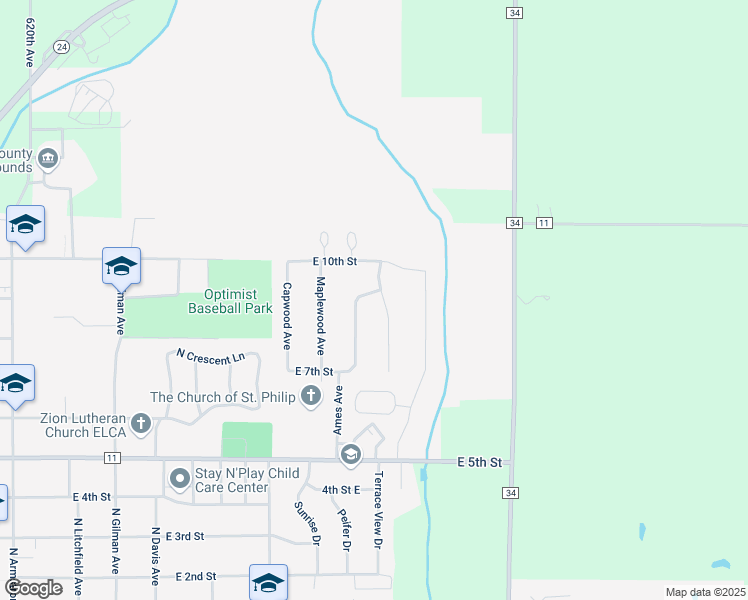 map of restaurants, bars, coffee shops, grocery stores, and more near 921 Ames Avenue in Litchfield