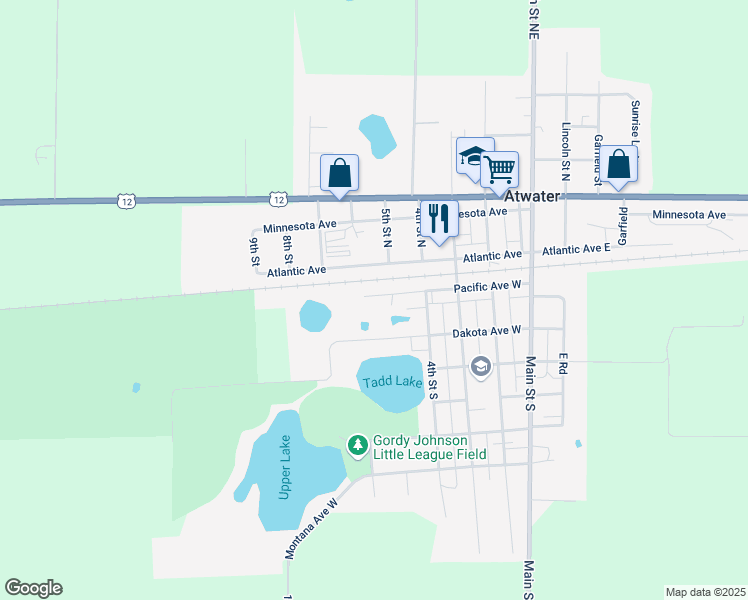 map of restaurants, bars, coffee shops, grocery stores, and more near 508 Atlantic Avenue in Atwater