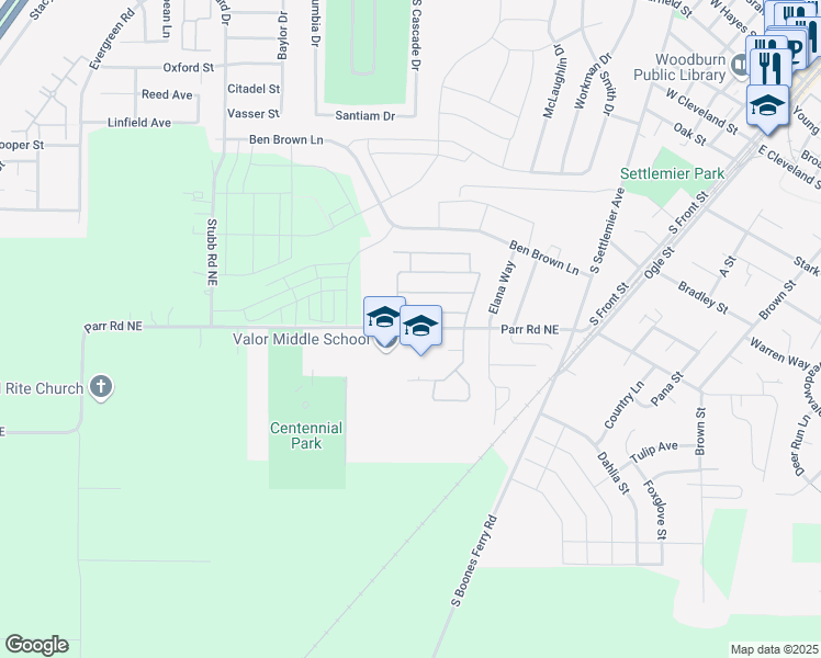 map of restaurants, bars, coffee shops, grocery stores, and more near 450 Parr Road Northeast in Gervais