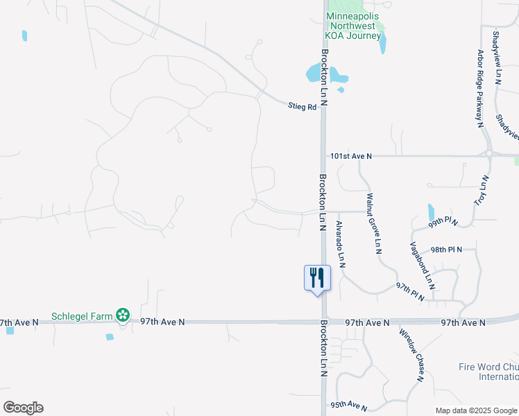 map of restaurants, bars, coffee shops, grocery stores, and more near 9998 Elm Lane in Rogers