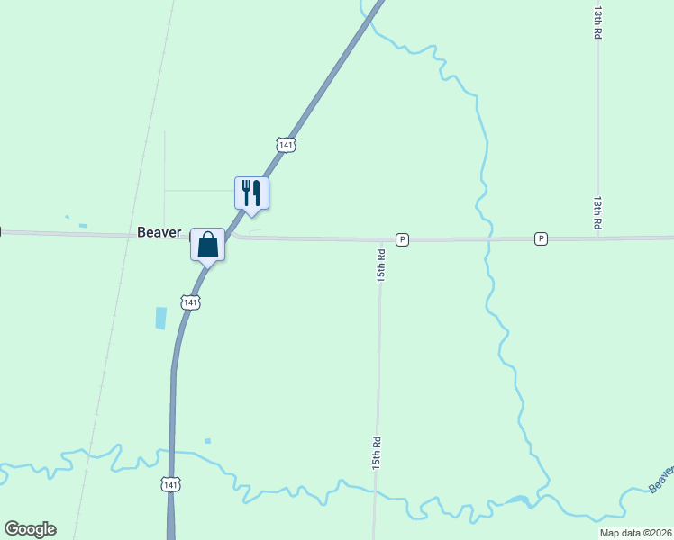 map of restaurants, bars, coffee shops, grocery stores, and more near W8145 County Road P in Pound
