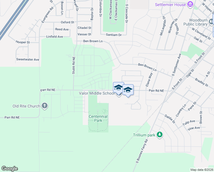 map of restaurants, bars, coffee shops, grocery stores, and more near 873 Kirksey Street in Woodburn
