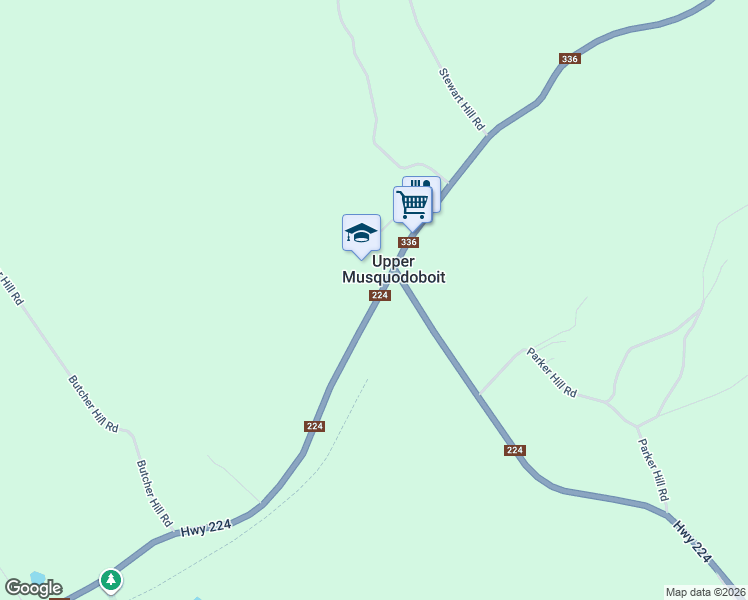 map of restaurants, bars, coffee shops, grocery stores, and more near 8426 Highway 224 in Upper Musquodoboit
