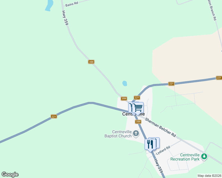map of restaurants, bars, coffee shops, grocery stores, and more near 2043 Nova Scotia 359 in Centreville