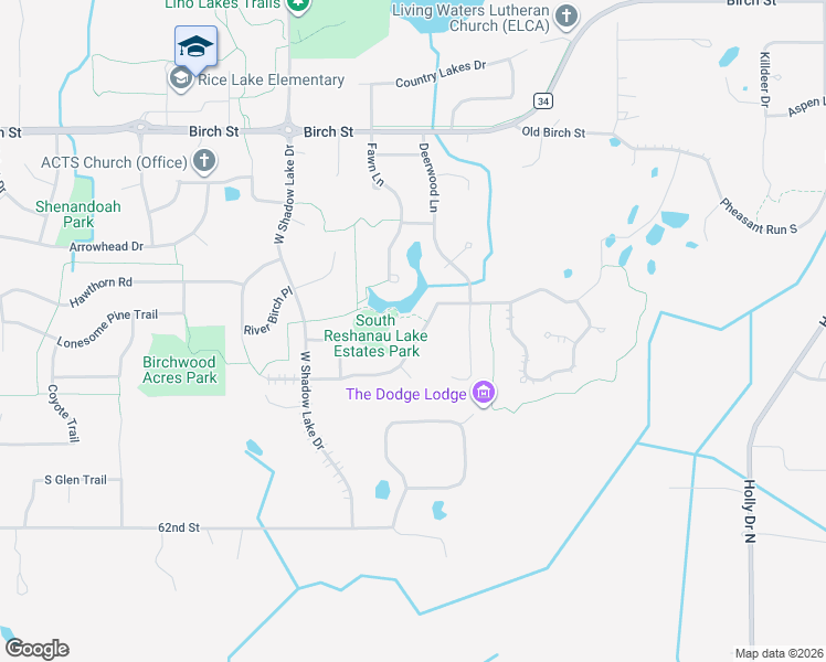 map of restaurants, bars, coffee shops, grocery stores, and more near 743 Fox Road in Lino Lakes