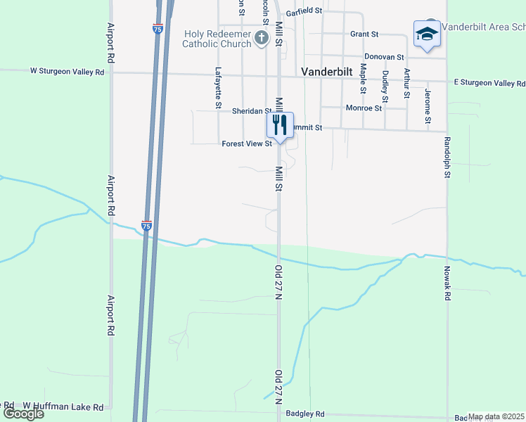 map of restaurants, bars, coffee shops, grocery stores, and more near Elkland in Vanderbilt