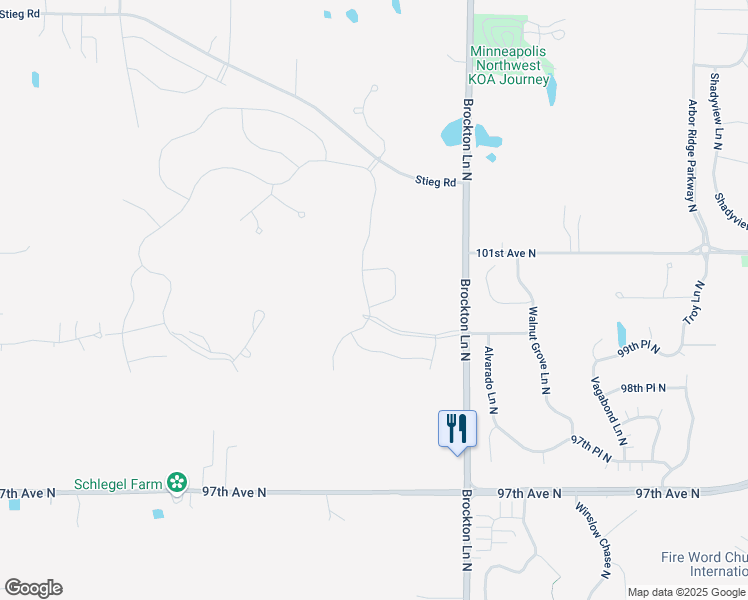 map of restaurants, bars, coffee shops, grocery stores, and more near 9998 Elm Lane in Rogers