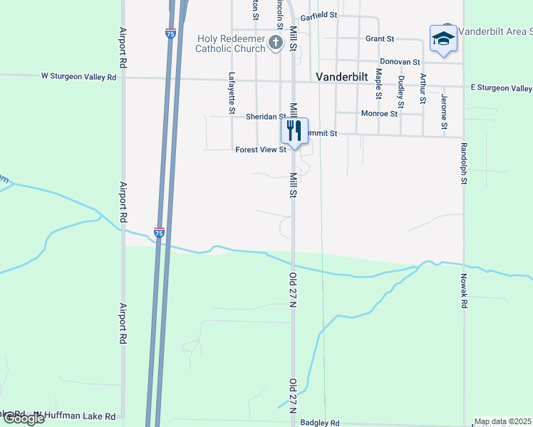 map of restaurants, bars, coffee shops, grocery stores, and more near Elkland in Vanderbilt