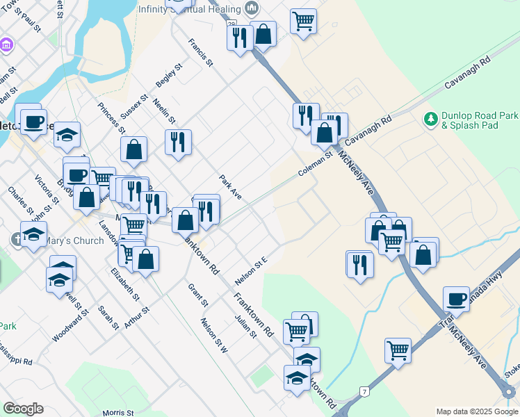 map of restaurants, bars, coffee shops, grocery stores, and more near in Carleton Place