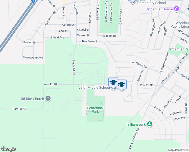 map of restaurants, bars, coffee shops, grocery stores, and more near 2422 Sawtelle Drive in Woodburn